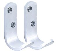 2x Strong Silver Single Hooks - 50mm/2" Thick Metal Wall/Door Hanger Pegs