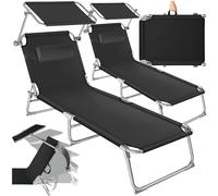 2x Sun Lounger Removable Pillow Summer Shade Garden Terrace Patio Beach Set New