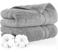 2X Super Jumbo Bath Sheets 100% Egyptian Cotton- 100 x 200 cm- Extra Large Bath Sheet Soft and Quick Dry Towels (Silver, Cotton)