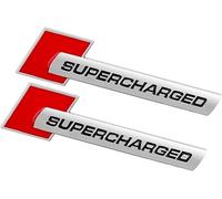 2X Supercharged Emblem Aluminum Decorative Adhesive Emblem Decal Car Truck Side Door Trunk (Silver)