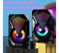2X Surround Sound System LED Speakers Gaming Bass USB Wired fit Desktop Computer