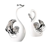 2x Swan Figurines Animal Statue Decoration Couple's Room Decorations Sculpture Souvenir Gift for Bookshelf Coffee Table Decor, white