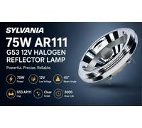 2X Sylvania 75W AR111 G53 12V Halogen Reflector Lamp 45° Wide Beam 0021857