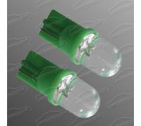 2x T10 1 LED Green 501 W5W Side Light Bulbs Capless 12v HID