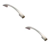 2x Tapered Pull Handle 138 x 16mm 96mm Fixing Centres Satin Nickel Curved Bow