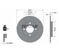 2X Textar 92055003 Rear Brake Discs 247mm Solid Fits Citroën Peugeot 106 206 207