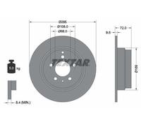 2X Textar 92066803 Rear Brake Discs 295mm Solid Fits Volvo 850 C70 S70 V70