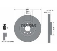 2X Textar 92074003 Front Brake Discs 281mm Vented Fits Citroën Fiat Lancia 806