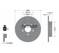 2X Textar 92092103 Rear Brake Discs 264mm Solid Fits Chevrolet Holden Opel Astra