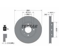 2X Textar 92100403 Front Brake Discs 281mm Vented Fits Mitsubishi Proton Volvo