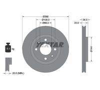 2X Textar 92111503 Front Brake Discs 266mm Vented Fits Citroën Ds Fengshen Fiat