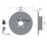 2X Textar 92124903 Coated Rear Brake Discs 278mm Solid Fits Ford Tourneo Connect