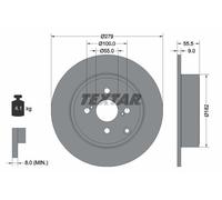 2X Textar 92126303 Coated Rear Brake Discs 279mm Solid Fits Toyota Corolla