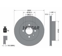2X Textar 92135303 Front Brake Discs 253mm Vented Fits Chevrolet Opel Subaru R