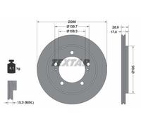 2X Textar 92136800 Front Brake Discs 286mm Vented Fits Chevrolet Suzuki Grand