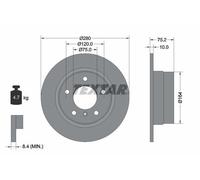 2X Textar 92146003 Coated Rear Brake Discs 280mm Solid Fits Bmw Z4
