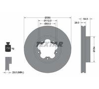 2X Textar 92151803 Front Brake Discs 280mm Vented Fits Ford Transit Tourneo