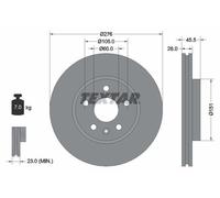 2X Textar 92198903 Front Brake Discs 276mm Vented Fits Buick Chevrolet Daewoo H