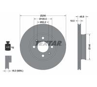 2X Textar 92204900 Front Brake Discs 256mm Vented Fits Hyundai I20