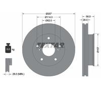 2X Textar 92236003 Front Brake Discs 257mm Vented Fits Toyota Hilux Innova
