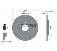 2X Textar 92239103 Coated Rear Brake Discs 284mm Solid Fits Hyundai I40