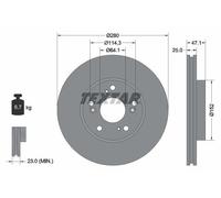 2X Textar 92252503 Coated Front Brake Discs 280mm Vented Fits Honda Civic