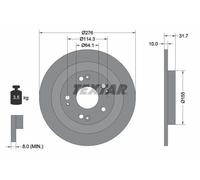 2X Textar 92252603 Coated Rear Brake Discs 276mm Solid Fits Honda Civic