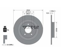 2X Textar 92267403 Rear Brake Discs 302mm Solid Fits Citroën Mitsubishi Peugeot