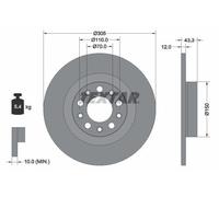 2X Textar 92351003 Rear Brake Discs 305mm Solid Fits Alfa Romeo Jeep Compass