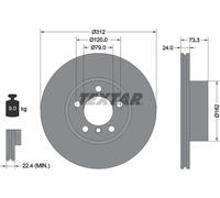 2x Textar Front Brake Discs PRO+ Pair fits BMW 1 Series 3 X1 4 2 92261805 312 mm