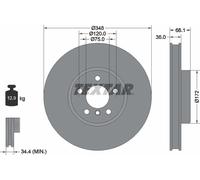 2x Textar Front Brake Discs PRO+ Pair fits BMW 6 Series 5 7 92253725/825 348 mm