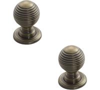 2x Textured Reeded Ball Cupboard Door Knob 23mm Dia Florentine Bronze Handle Loops Multi One Size