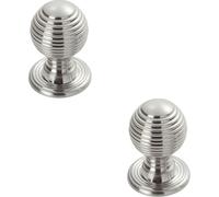 2x Textured Reeded Ball Cupboard Door Knob 23mm Dia Polished Chrome Handle
