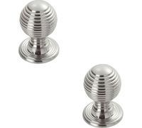 2x Textured Reeded Ball Cupboard Door Knob 23mm Dia Polished Chrome Handle
