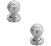 2x Textured Reeded Ball Cupboard Door Knob 23mm Dia Satin Chrome Handle Loops Multi One Size