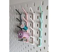 2X Thread Holders for IKEA Skadis | Peg Board Bobbin Sewing Threading Needle Accessories | Scissors Tools Bracket Arm Hook (Green - Dark)