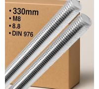 2x Threaded Rod M8 x 330 mm Galvanised Steel Strength Class 8.8 Threaded Screw DIN 976 Threaded Rod Full Thread ISO Standard