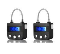 2x Time Lock - USB Rechargeable Electronic Countdown Timer Lock with Digital Display, 99h59m, 130kg Pull, IP44 Waterproof