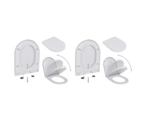 2x Toilet Seats with Soft Close Lids Plastic White Bathroom Accessory vidaXL