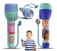 2x Toy Torches for Kids, Peppa PlG and Paw Patrol LED Big Torches, Easy Grip Plastic Flashlight for Outdoor Adventures, Christmas and Emergency Use with 2x 1.5V AA Batteries | Luminous Range: 3.5m