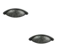 2x Traditional Cup Pull Handle 104 x 26mm 64mm Fixing Centres Pewter