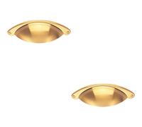 2x Traditional Cup Pull Handle 104 x 26mm 64mm Fixing Centres Satin Brass