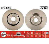 2x TRW DF4939S Brake Discs set for Toyota Autis Avensis Verso