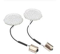 2x Turn Signal Inserts Lens Cover, Bullet Style Bulb Rear 1156 LED Turn Signal White Brake Light + Smoke Lens, for Har-ley Motorcycle Motorcycle Smoked Turn Signal Lens