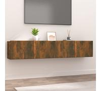 2x TV Cabinets Smoked Oak Engineered Wood 80x30x30 cm Wall-Mounted Units Duo Set