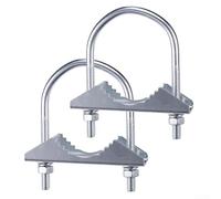 2x U Bolt Mast Clamp Pole Bracket Set for Mounting For CB Ham Radio and For Yagi Antennas with Strong Metal Jaw Damage Tightening