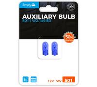2x Ultra Power 5W Car Headlight Side Bulbs White/Blue (501/W5W/T10) BU501P