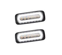 2x Ultra Slim LED Warning Strobe Light with White Halo Ring, 12V/24V Dual Function DRL + Strobe, Thin Surface Mount Marker for Truck, Van, Tractor, 4x4