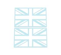 2x Union Jack stickers - single colour version of UK British flag, racing style, Car/Van/Laptop Vinyl Decals suitable for Wall, Window, Bumper or any smooth surface (White)