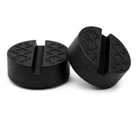 2x Universal Rubber Jack Pads - Heavy Duty Trolley Jack Adapter & Axle Stand Protector - Slotted Pinch Weld Guard for Chassis Rail Protection - Black Lifting Pucks